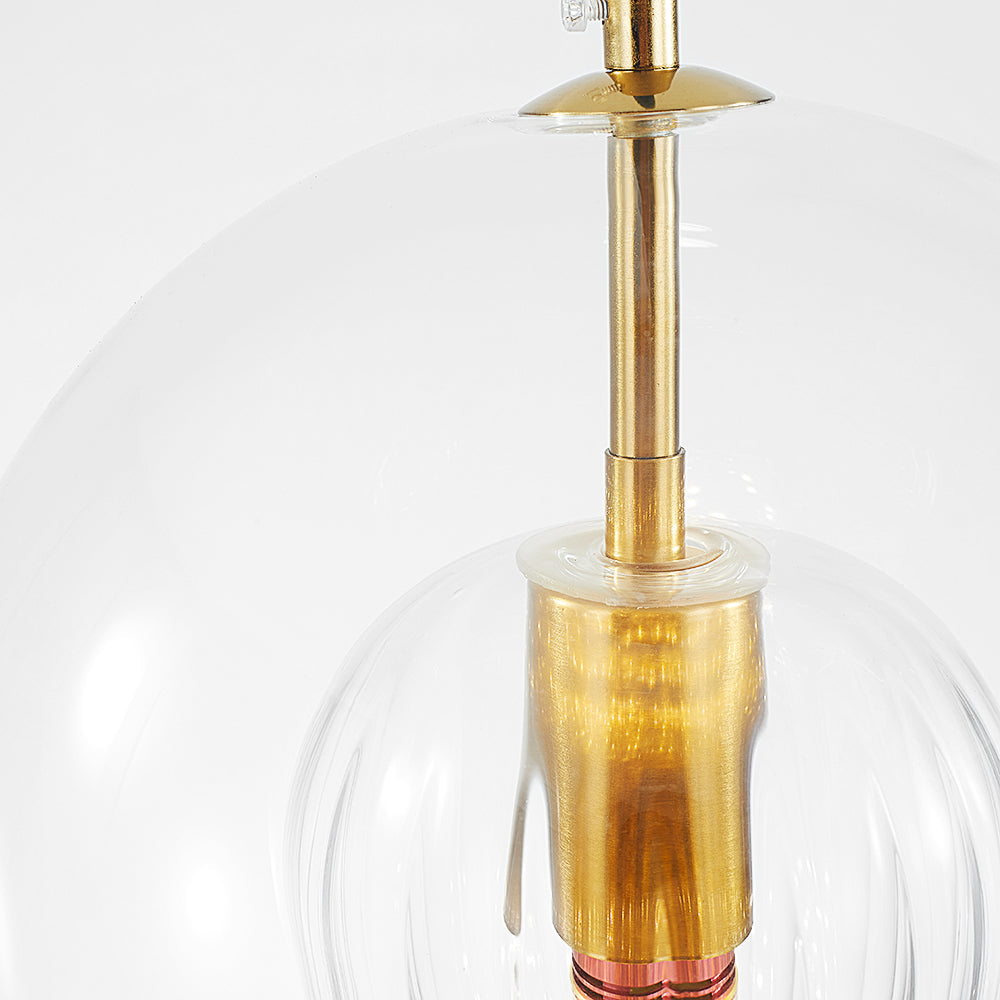 Modern Glass Pendant Light  Amber Ribbed Globe Design - Product detail 15