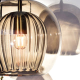 Modern Glass Pendant Light  Amber Ribbed Globe Design - Product detail 10