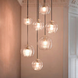 Modern Glass Pendant Light  Amber Ribbed Globe Design - Product detail 4