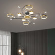 Modern LED Ceiling Light  Gold Ring Crystal Design - Detailed view