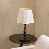 Classic Table Lamp  Twisted Wood Base  Pleated Shade - Detailed view