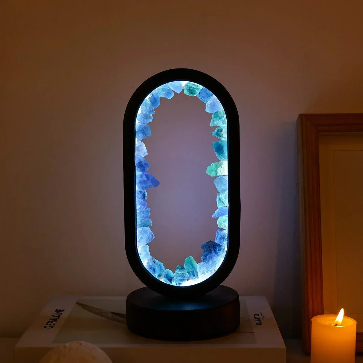 Amethyst Table Lamp  Crystal LED Mirror Design - Product example