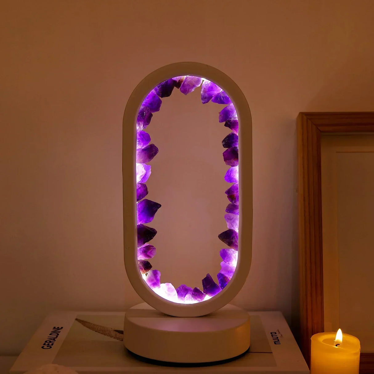 Amethyst Table Lamp  Crystal LED Mirror Design - Product detail 5