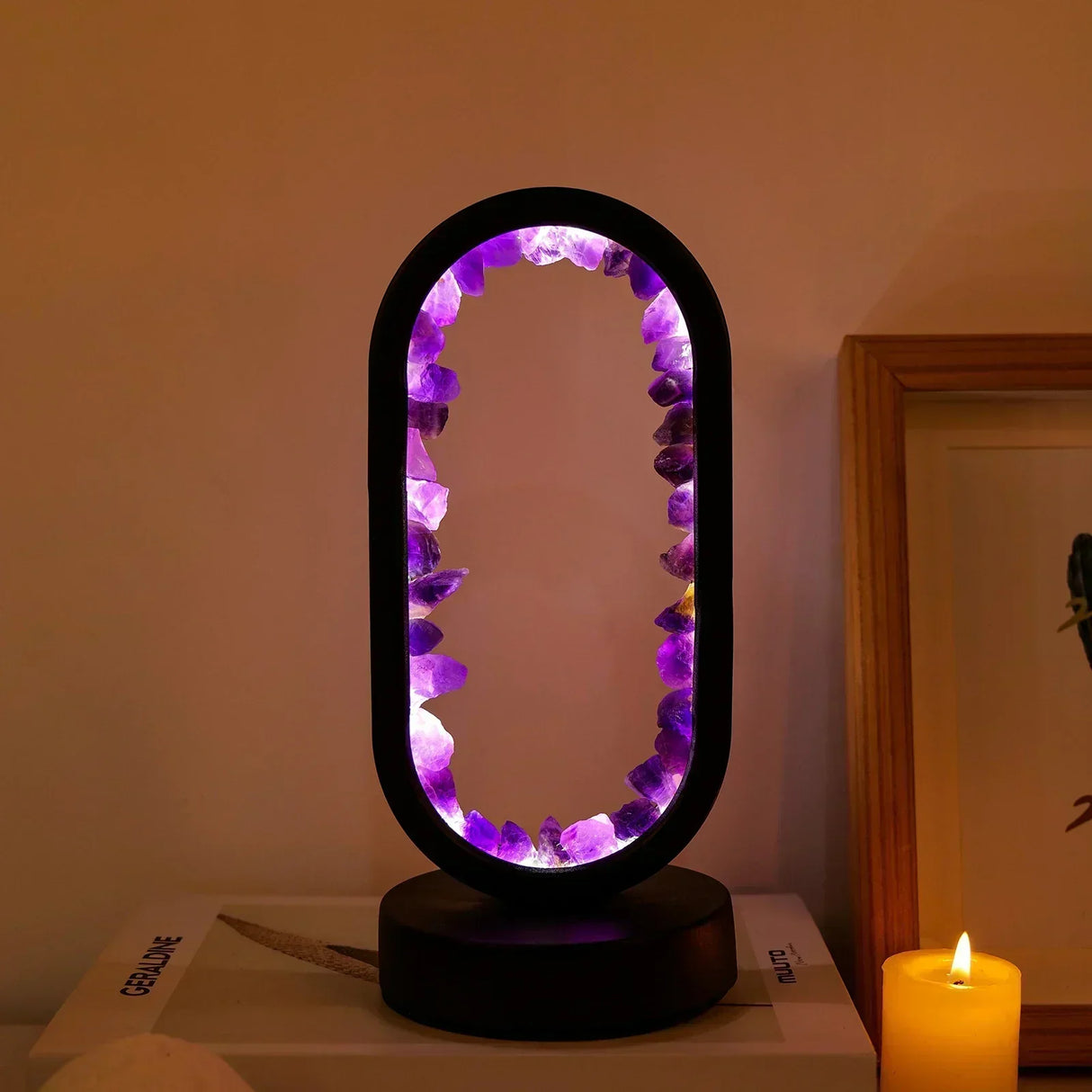 Amethyst Table Lamp  Crystal LED Mirror Design - Product detail 7