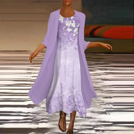 Floral Maxi Dress Set  White Gradient Pattern with Jacket - Product detail 6