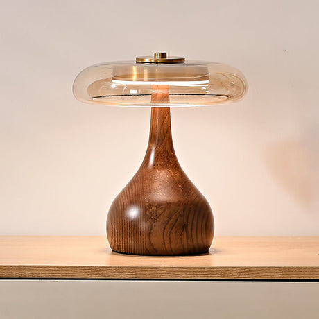Modern LED Table Lamp  Walnut Wood Base With Glass Shade - Product detail 43