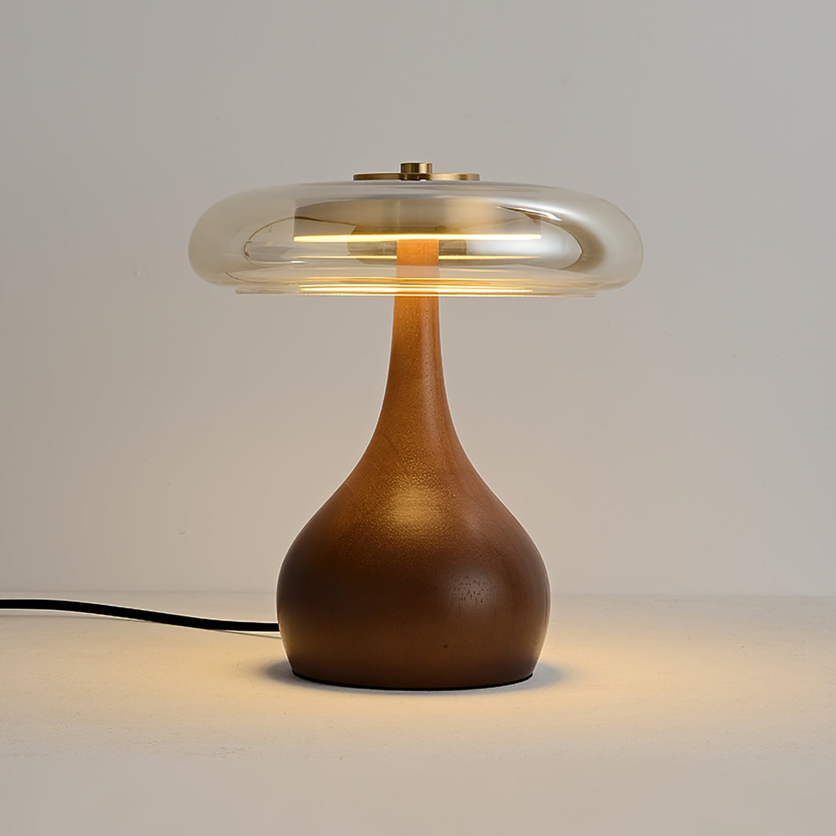 Modern LED Table Lamp  Walnut Wood Base With Glass Shade - Product detail 25