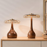 Modern LED Table Lamp  Walnut Wood Base With Glass Shade - Product detail 10