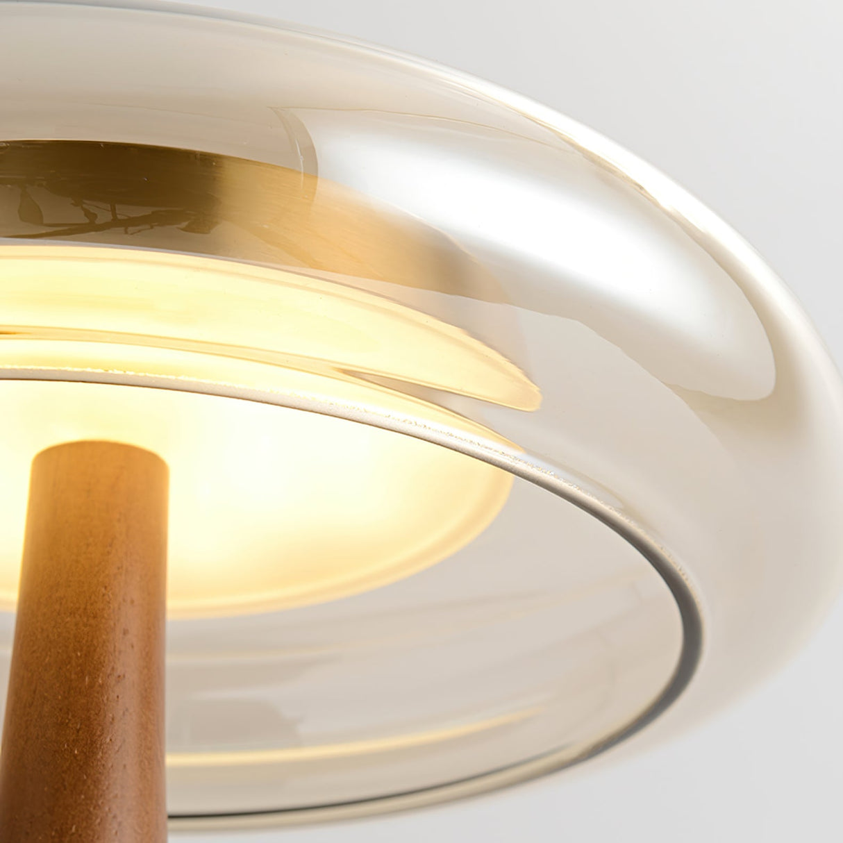 Modern LED Table Lamp  Walnut Wood Base With Glass Shade - Product detail 14