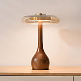 Modern LED Table Lamp  Walnut Wood Base With Glass Shade - Product detail 44
