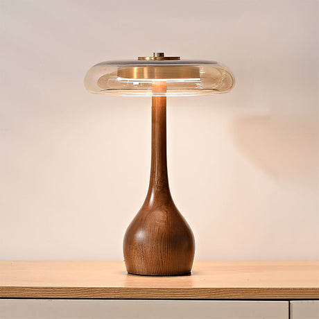 Modern LED Table Lamp  Walnut Wood Base With Glass Shade - Product detail 44