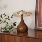 Modern LED Table Lamp  Walnut Wood Base With Glass Shade - Product detail 30