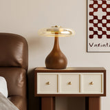 Modern LED Table Lamp  Walnut Wood Base With Glass Shade - Product detail 9