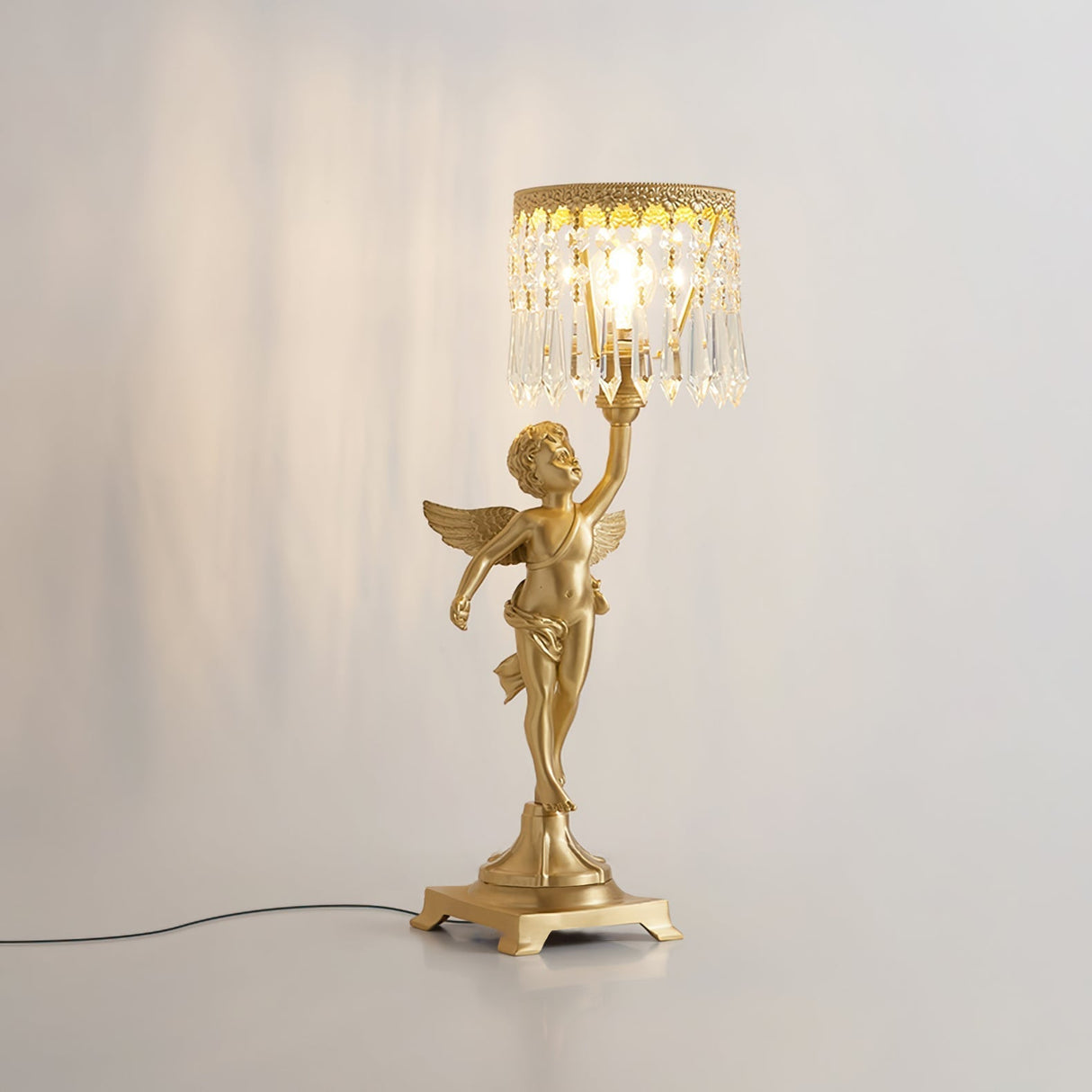 Baroque Table Lamp  Crystal Prism Angel Design - Detailed view