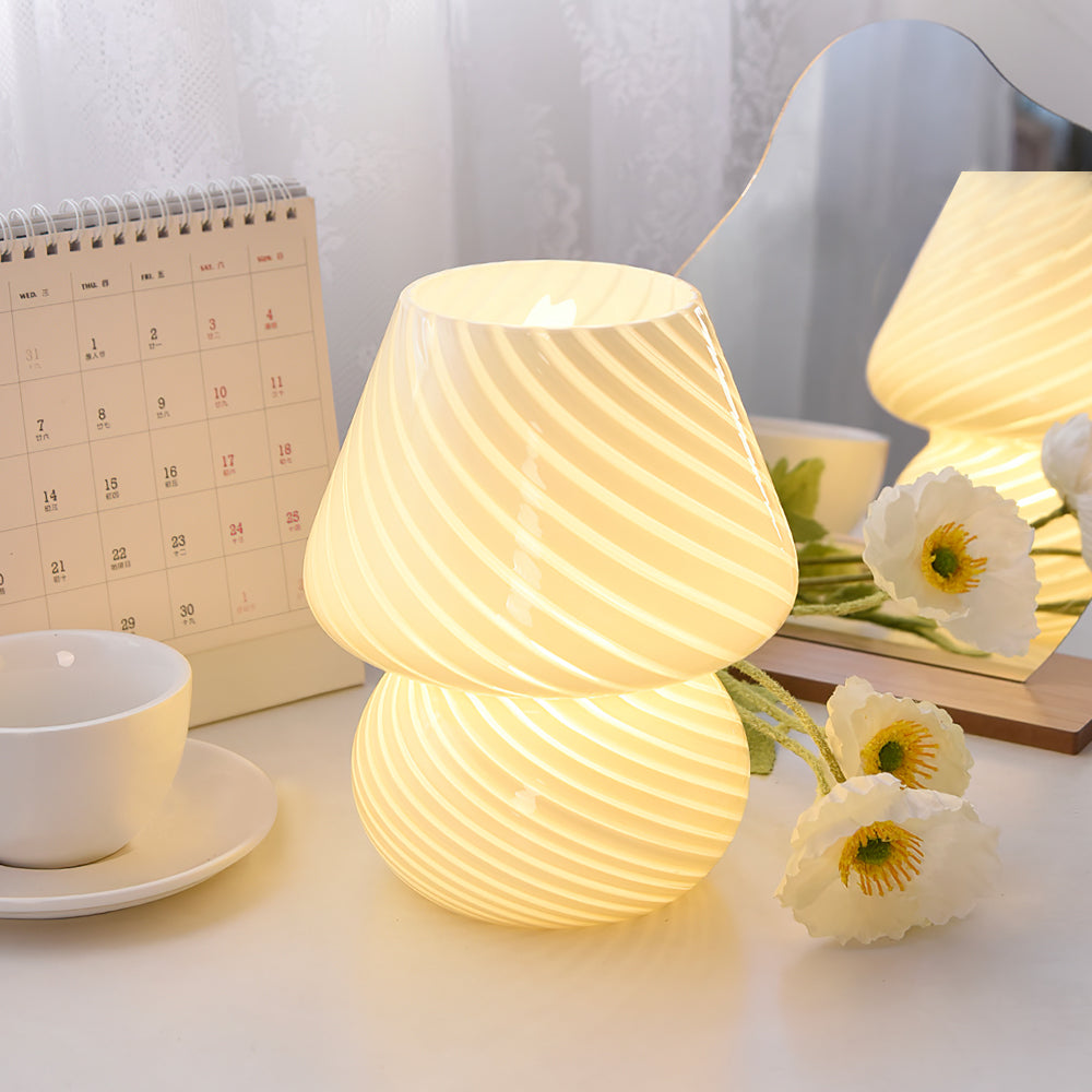 Glass Table Lamp  Spiral Pattern Design - Detailed view