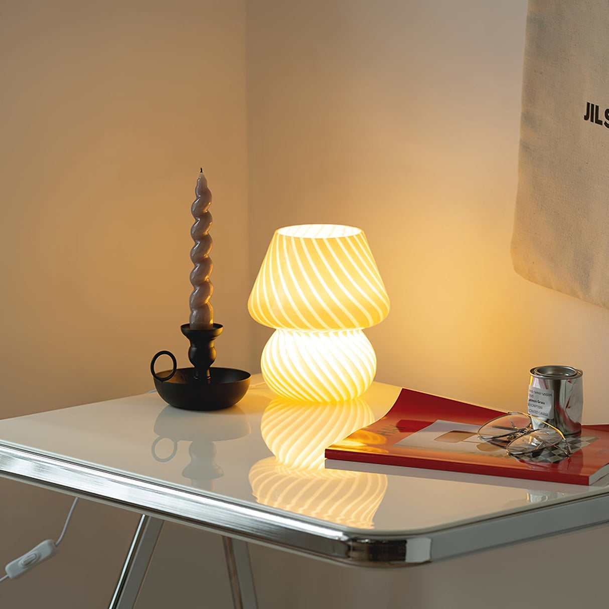 Glass Table Lamp  Spiral Pattern Design - Product detail 5