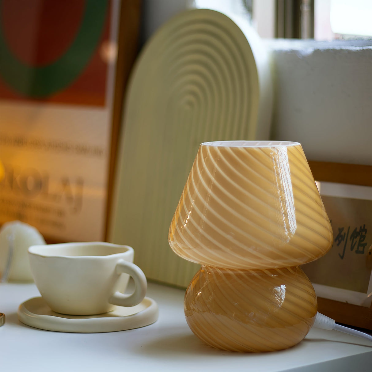 Glass Table Lamp  Spiral Pattern Design - Product detail 8