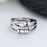 Sterling Silver Fidget Ring  Dual Band Spinner Design - Product showcase