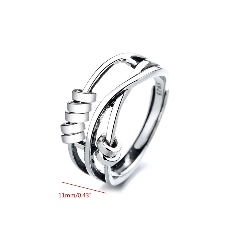 Sterling Silver Fidget Ring  Dual Band Spinner Design - Product detail 4