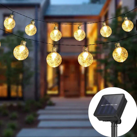 Solar String Lights  Crystal Globe LED Outdoor Garland - Product showcase