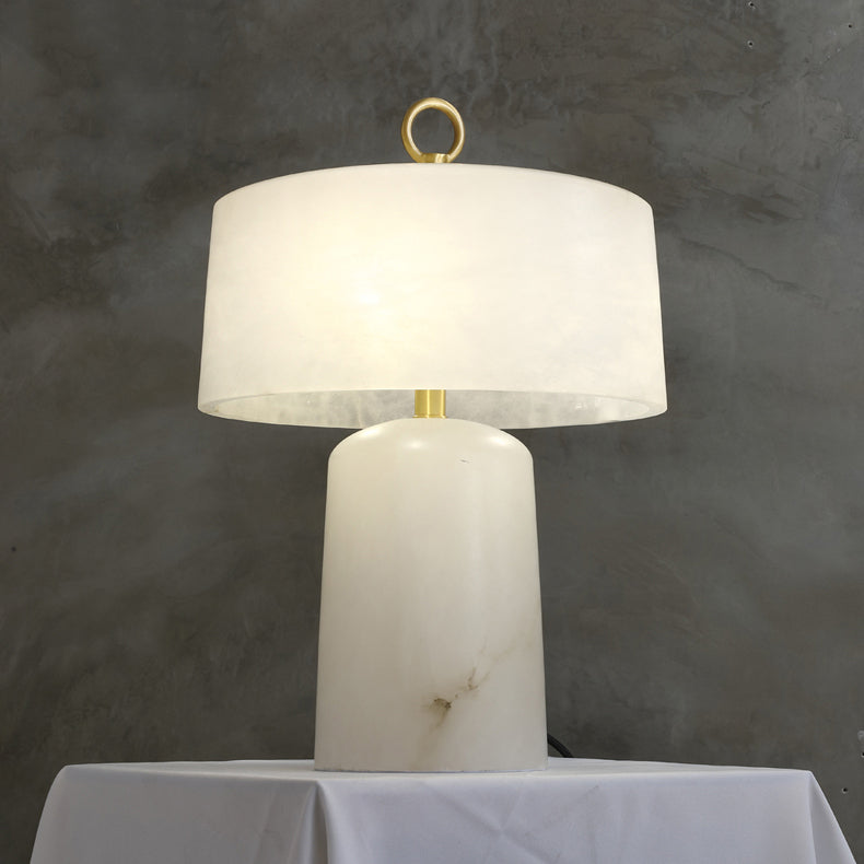 Alabaster Table Lamp  Vintage Brass Accents - Detailed view