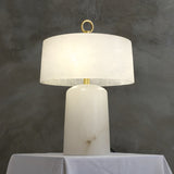 Alabaster Table Lamp  Vintage Brass Accents - Detailed view