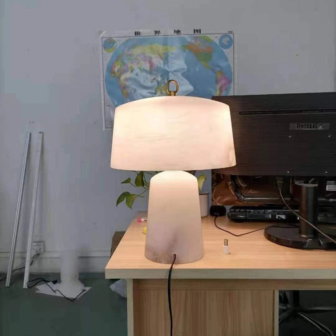 Alabaster Table Lamp  Vintage Brass Accents - Product detail 4