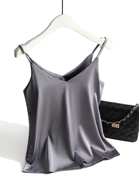 Satin Camisole Top  V-Neck Sleeveless Design - Product example