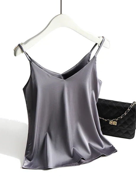 Satin Camisole Top  V-Neck Sleeveless Design - Product example