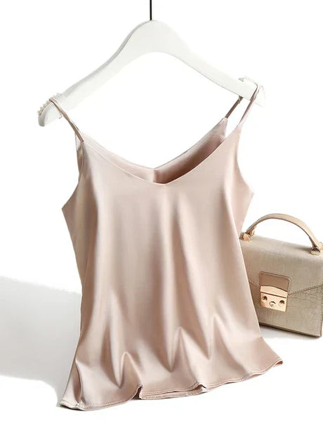 Satin Camisole Top  V-Neck Sleeveless Design - Product detail 4