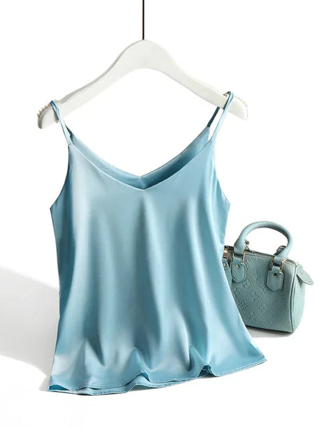 Satin Camisole Top  V-Neck Sleeveless Design - Detailed view