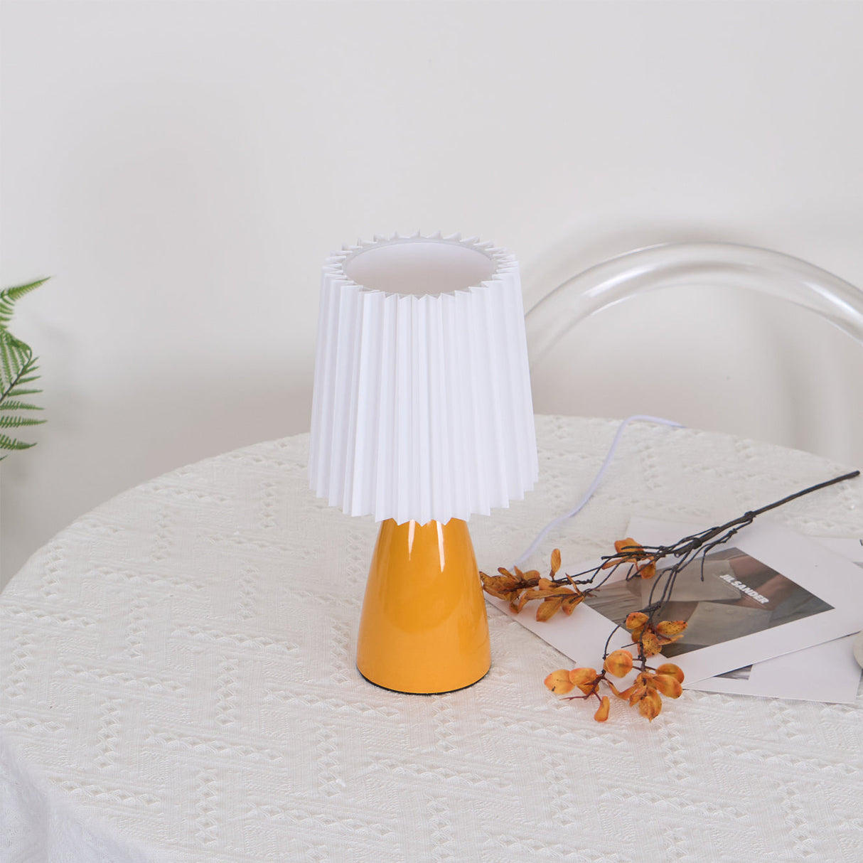 Modern Table Lamp  Orange Ceramic Base With White Shade - Product detail 4