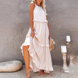 Layered Maxi Dress  Ruffled Halter Neck Design - Product detail 4