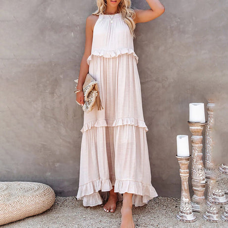Layered Maxi Dress  Ruffled Halter Neck Design - Product detail 8