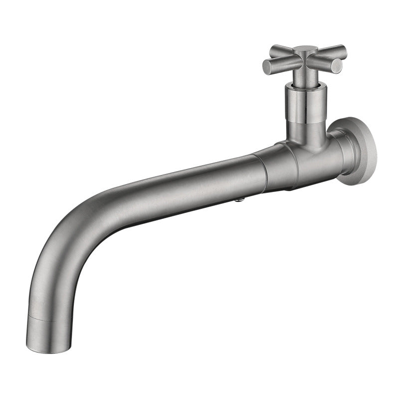 Wall Mounted Bathroom Faucet  Modern Stainless Steel Cross Handle - Product showcase