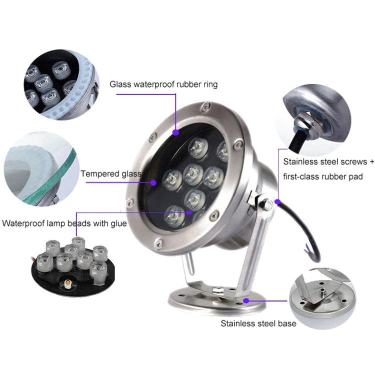 LED Underwater Pool Light  Waterproof Stainless Steel 24W Fixture - Product example