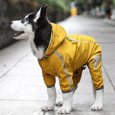 Waterproof Dog Raincoat  Adjustable Hood and Reflective Strips - Product showcase