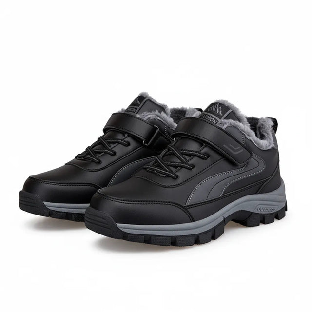 Mens Waterproof Walking Shoes  Fleece Lined with Velcro Closure - Product showcase