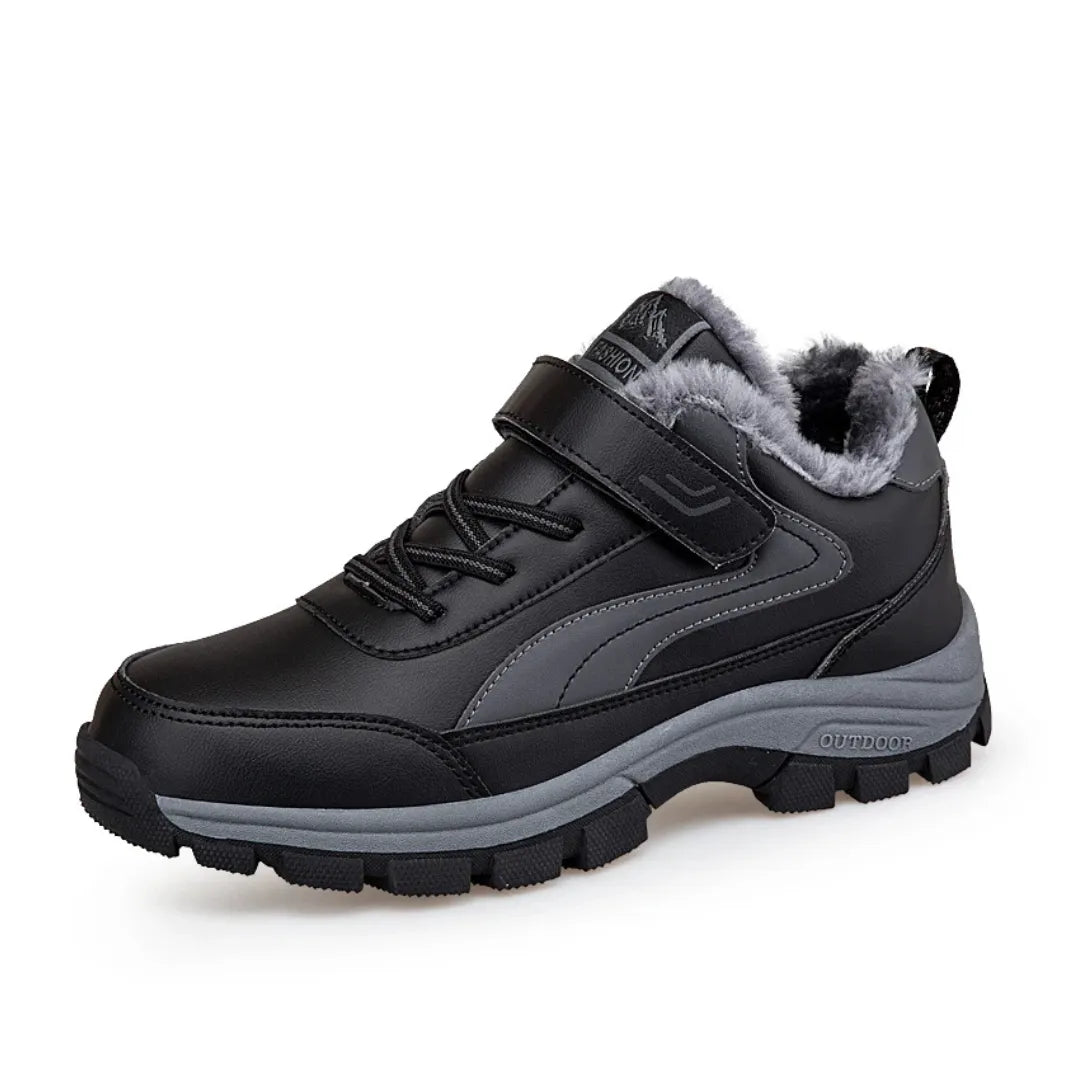 Mens Waterproof Walking Shoes  Fleece Lined with Velcro Closure - Detailed view