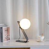 Modern Table Lamp  Glass Globe Brass Frame Design - Detailed view
