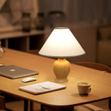 Classic Table Lamp  Natural Wood Base White Shade - Product detail 9
