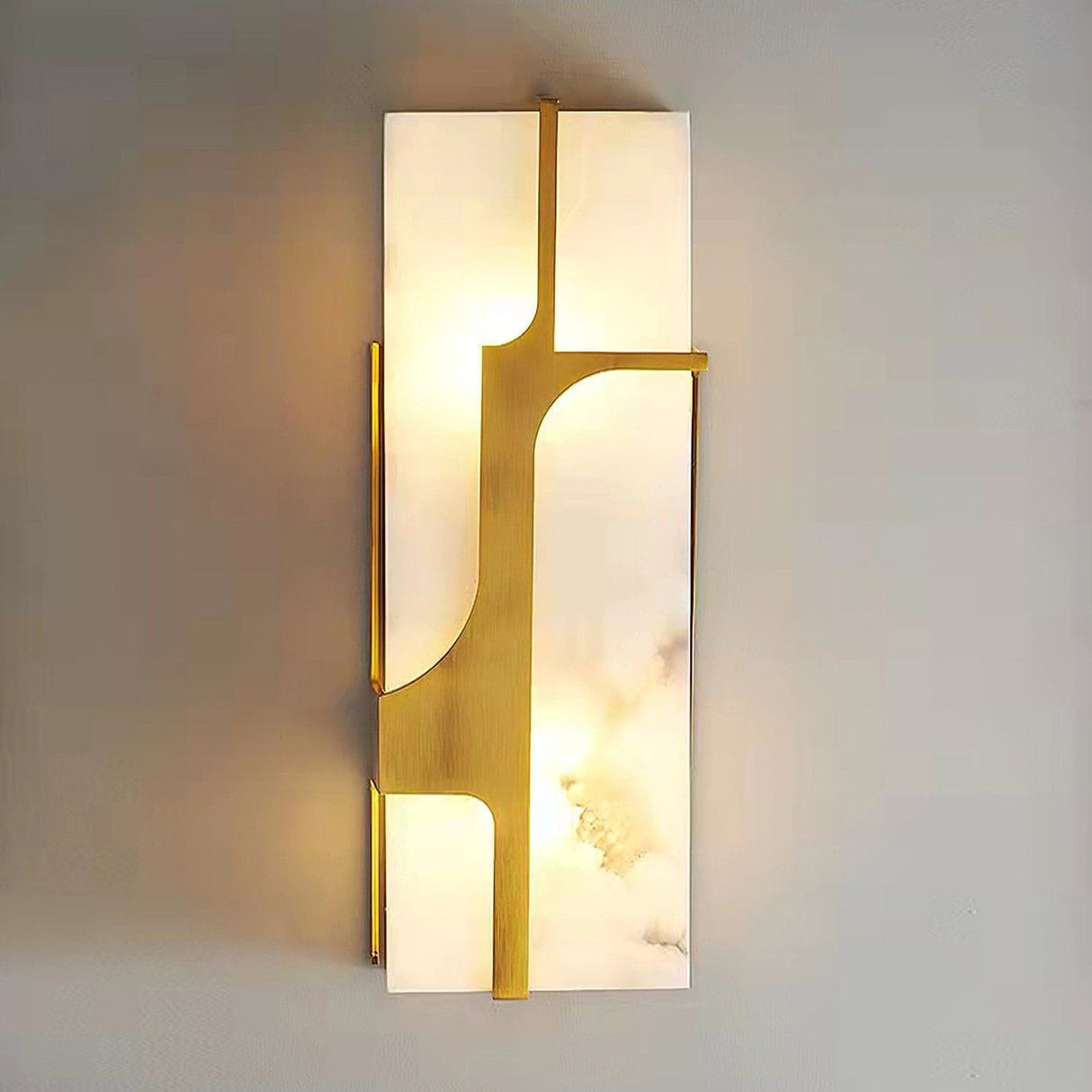 Modern Wall Sconce  Gold Frame Marble Design - Detailed view