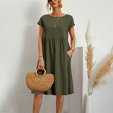 Cotton Summer Midi Dress  Relaxed Fit With Pockets - Product detail 17