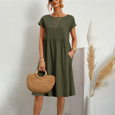 Cotton Summer Midi Dress  Relaxed Fit With Pockets - Product detail 17