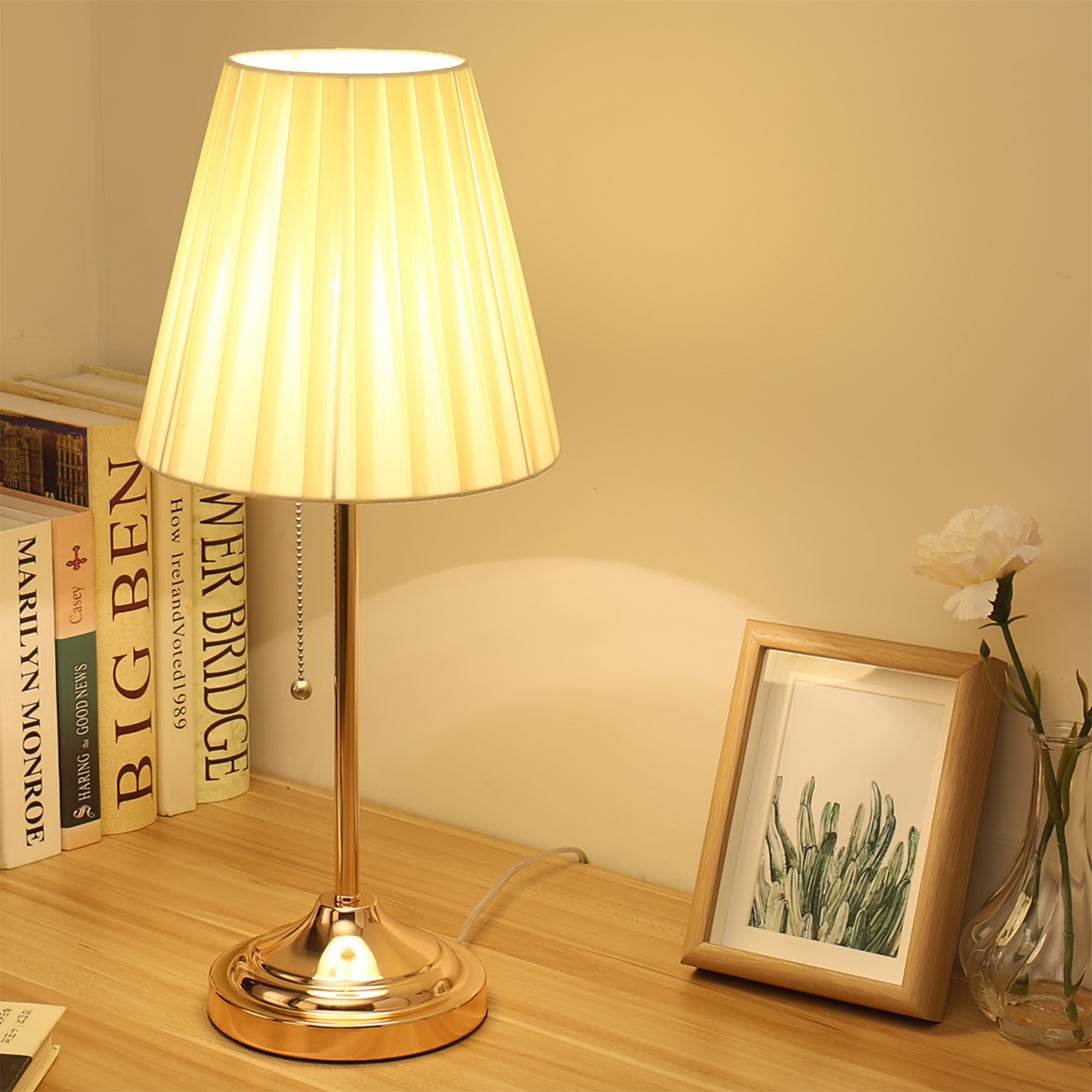 Modern Table Lamp  Brushed Metal Base With Pleated Shade - Product detail 7