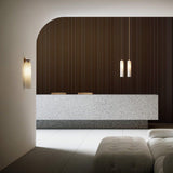 Modern Glass Wall Lamp  Cylindrical Frosted Shade with Brass Mount - Product example