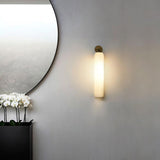 Modern Glass Wall Lamp  Cylindrical Frosted Shade with Brass Mount - Detailed view