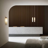 Modern Glass Wall Lamp  Cylindrical Frosted Shade with Brass Mount - Product detail 4