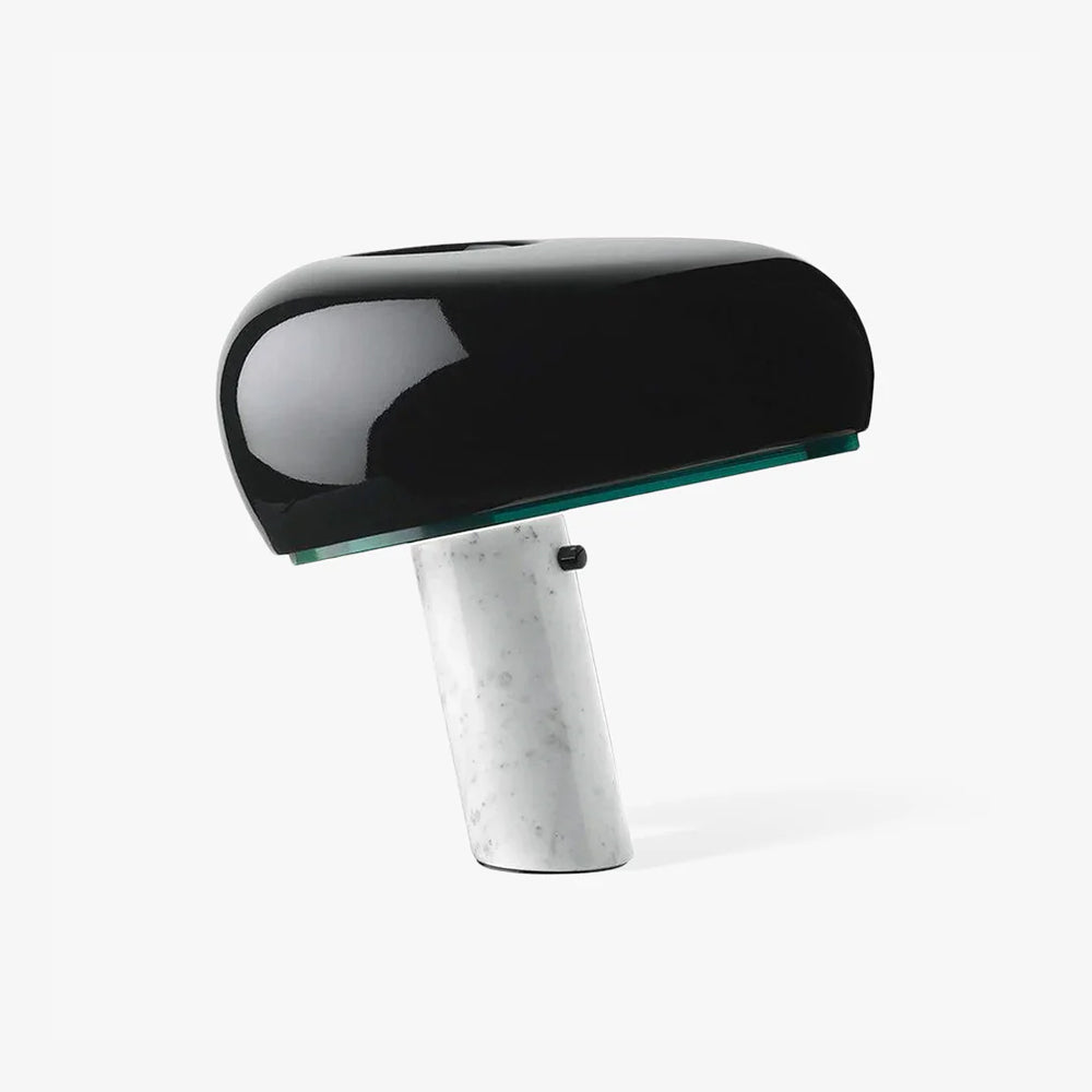 Modern Marble Table Lamp  Carrara Base Black Dome Shade - Product detail 14