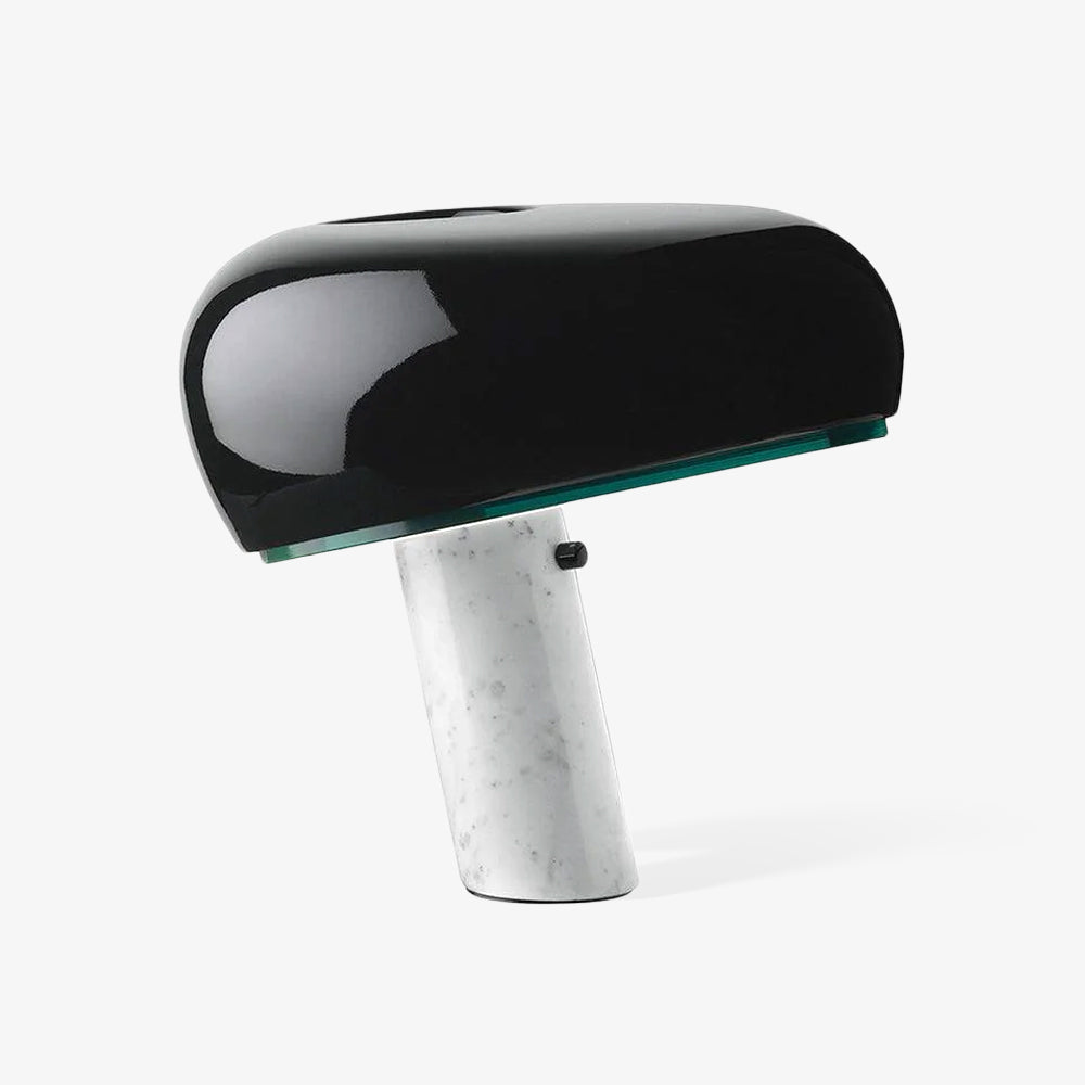 Modern Marble Table Lamp  Carrara Base Black Dome Shade - Product detail 96